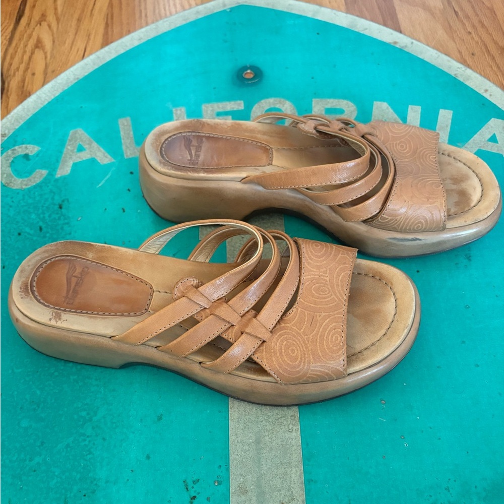 90s Vintage Dansko brown leather slide sandals
